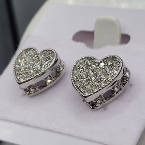 Heart Earrings Made w/ Swarovski Crystals Silver Overlay Hypoallergenic NWOT